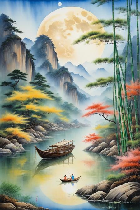01528-4250860455-oil and watercolor painting,_After the new rain in the empty mountains,the weather comes late to autumn.,_The moon between pine,.png